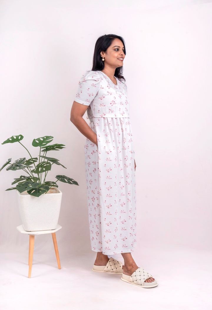 Maxi White Waffle Dress