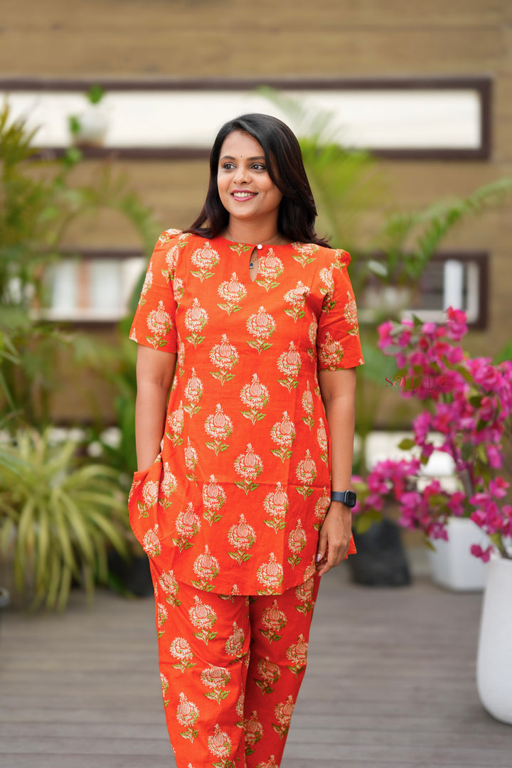 Nila-Orange flower co-ord set