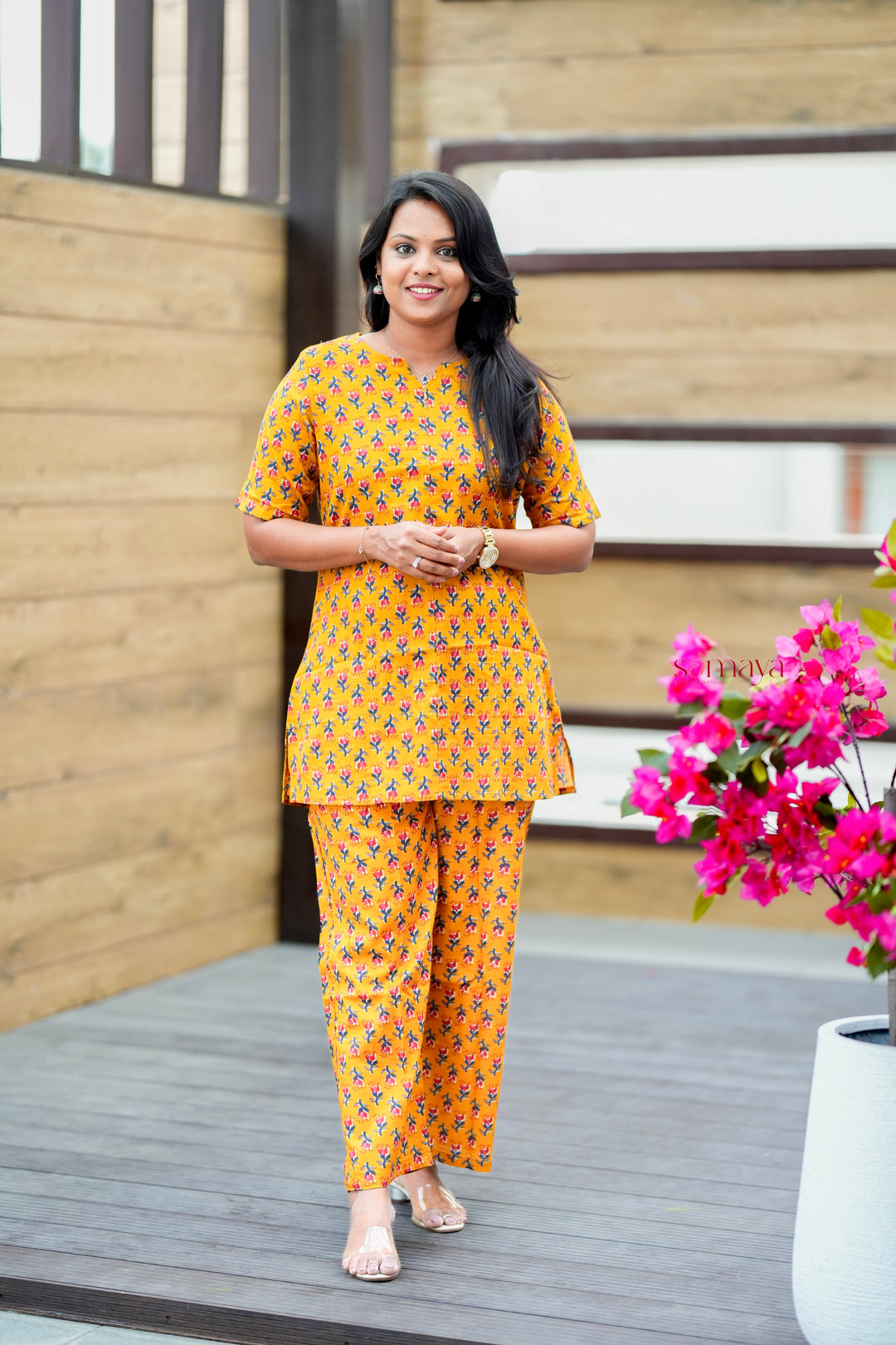 HAASYA -Mustard Night Co-ord Set