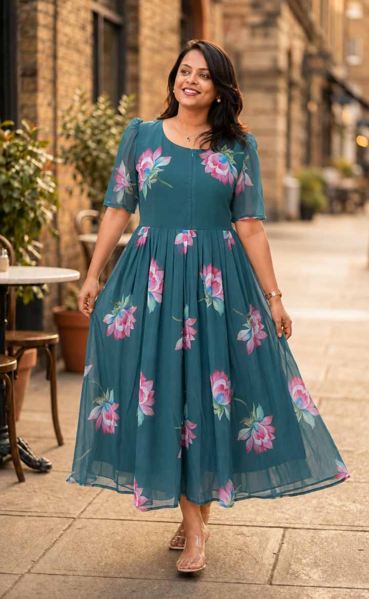 Riya georgette casual  Dress With Lining ( No-Iron Everyday Dress)