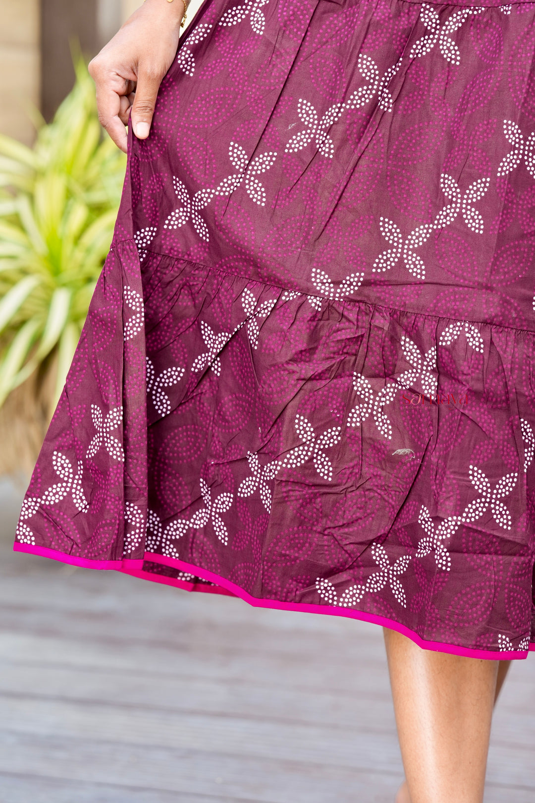 Plum casual Dress With Lining