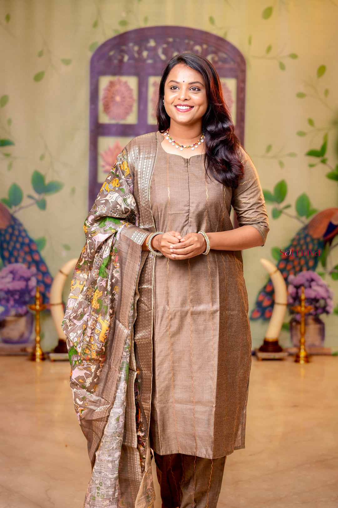 Silver raw silk Kurta 3 piece set with silver  dupptta