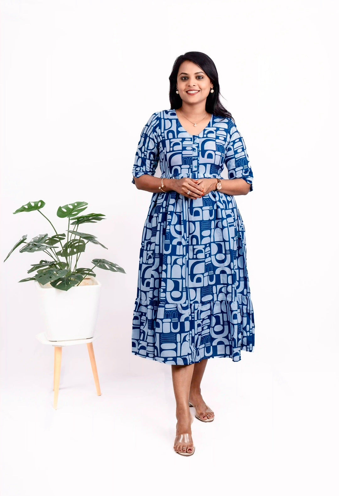 Geometric Day to Night Dress Without Lining