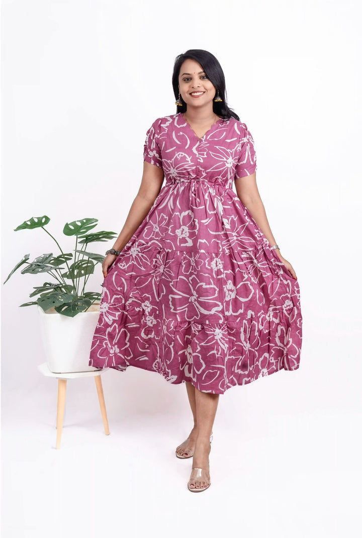 Dusty pink floral dress with lining