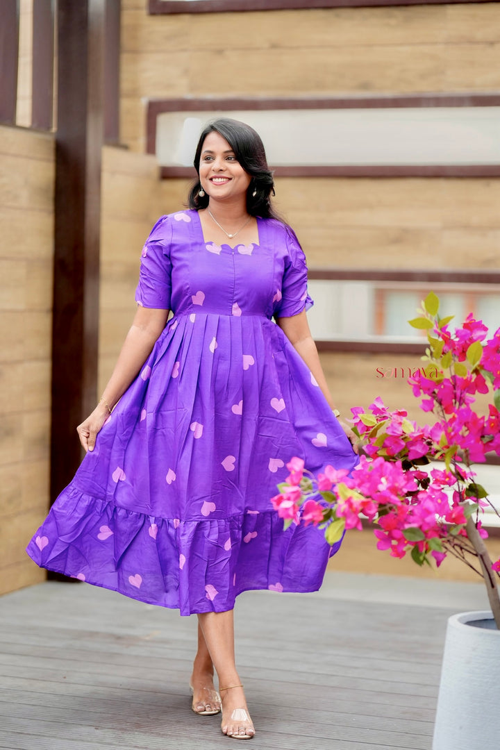 Purple Heart Dress With Lining