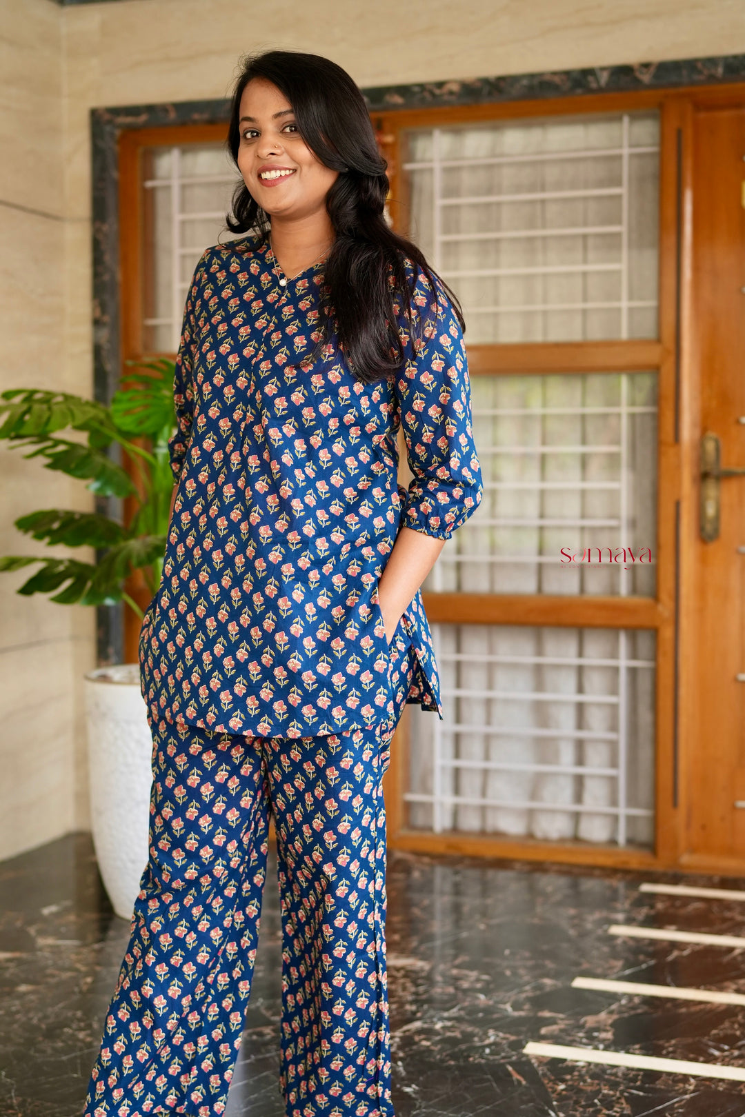 HAASYA- navy  Night Co-ord Set