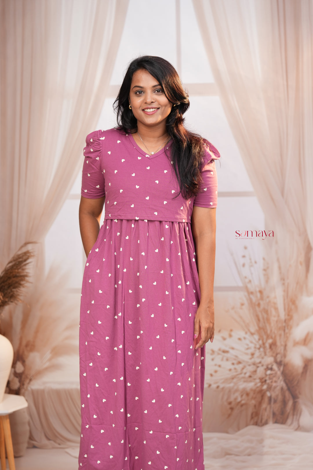 Maxi Dusty Heart Light Weight Dress