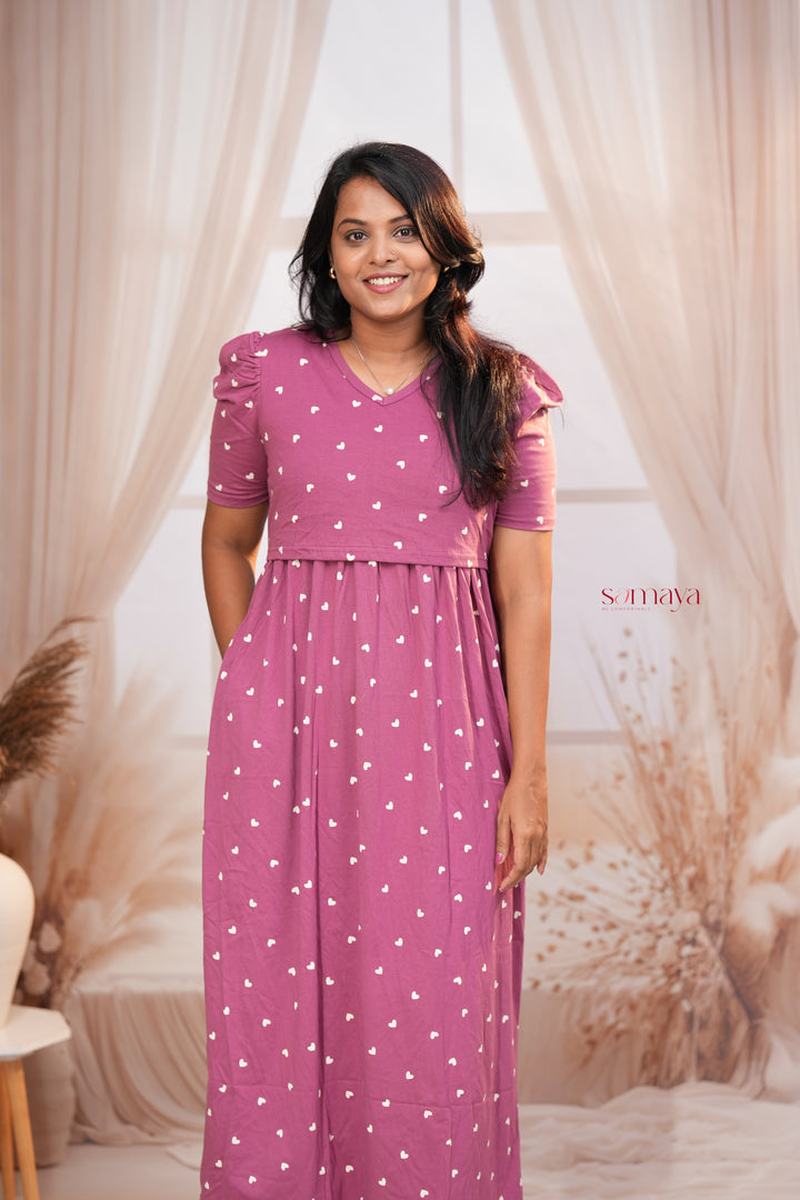 Maxi Dusty Heart Light Weight Dress