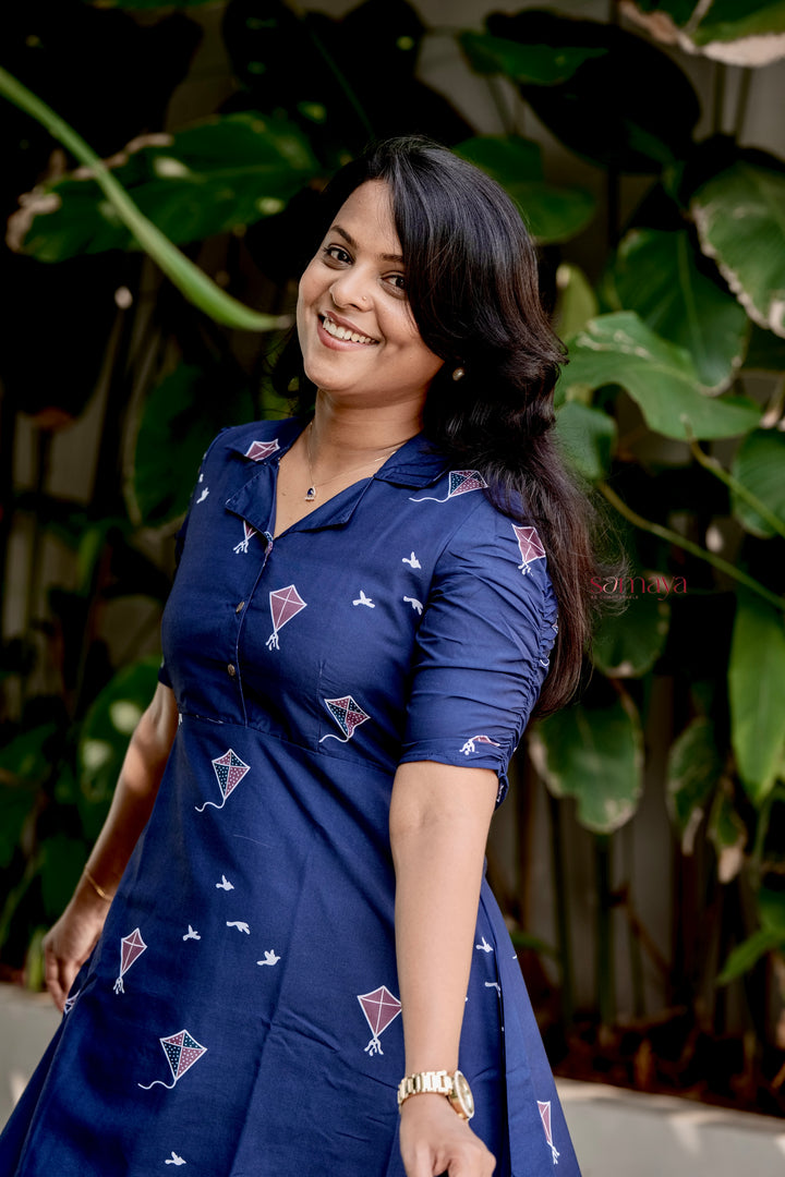 Kite Casual Dress With Lining( Wrinkle-Free Cotton Blend Dress)