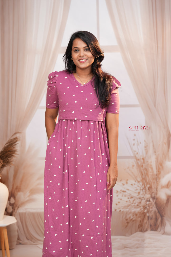 Maxi Dusty Heart Light Weight Dress
