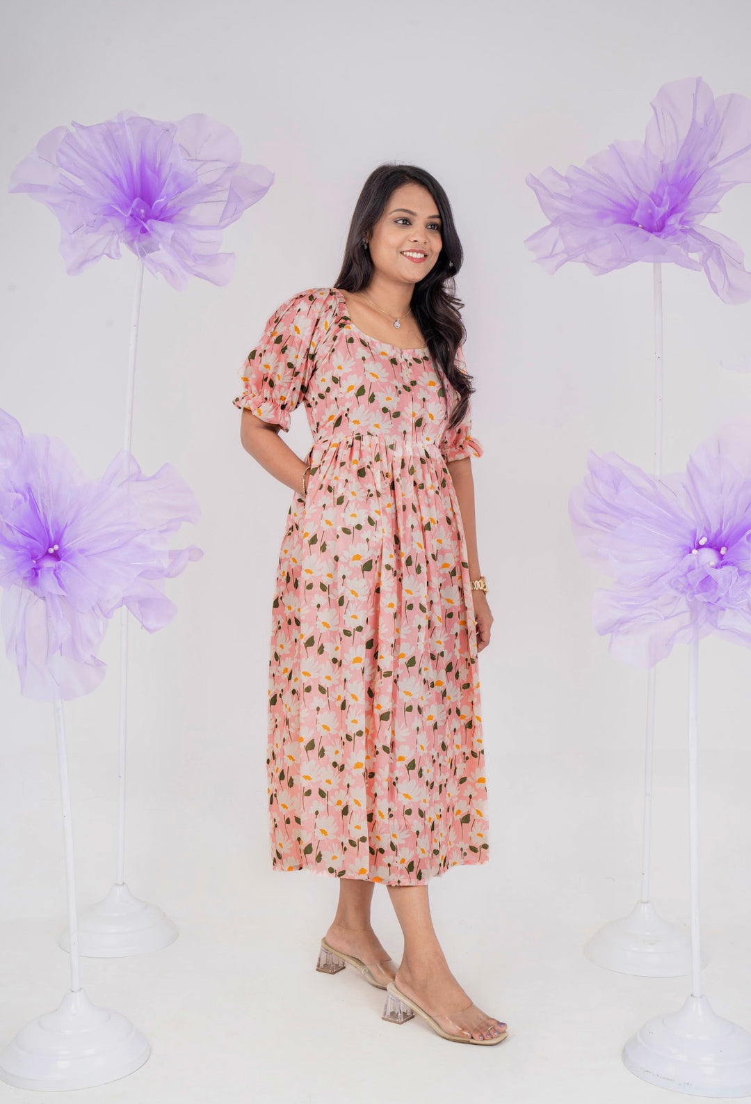 Tara  casual Dress With Lining "Non-Maternity & Feeding-Friendly Dress"