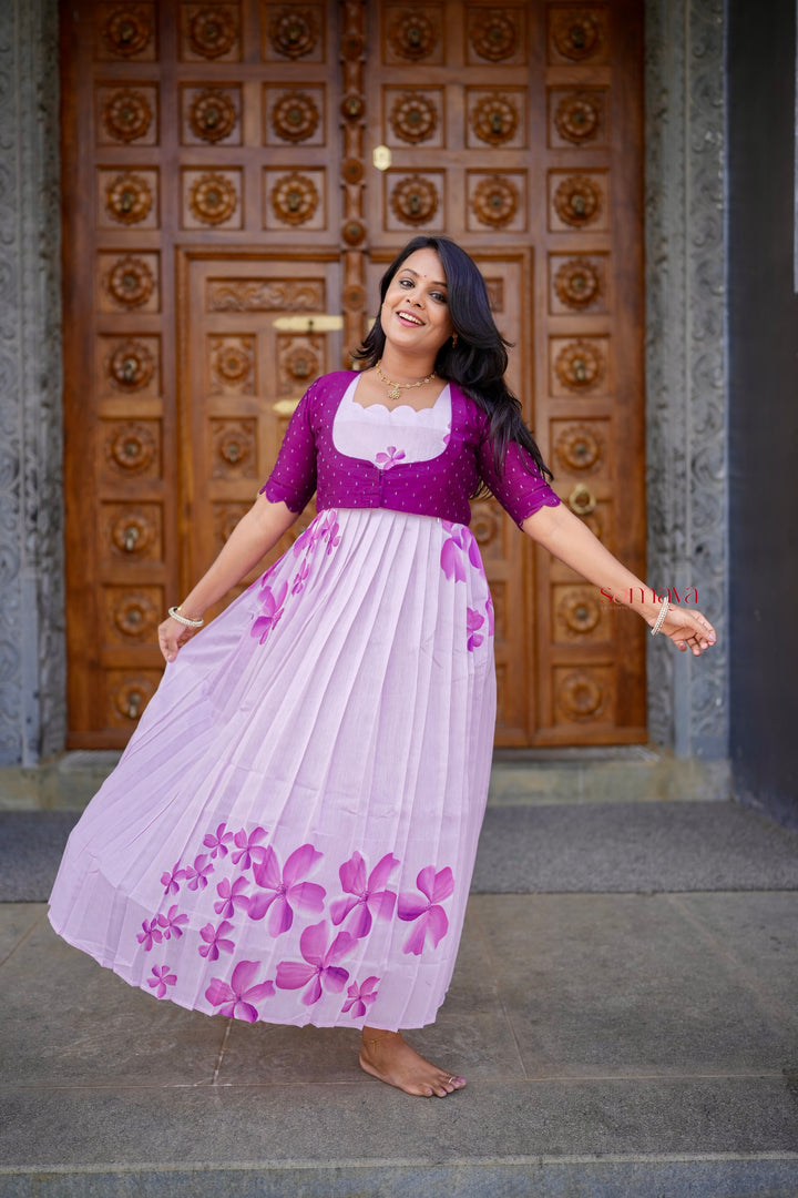 Aura Chanderi Dress With Lining ( over coat detachable)