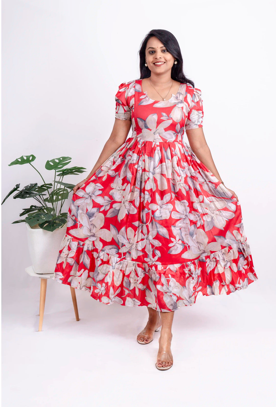 Pink Delta crepe Casual Dress With Lining