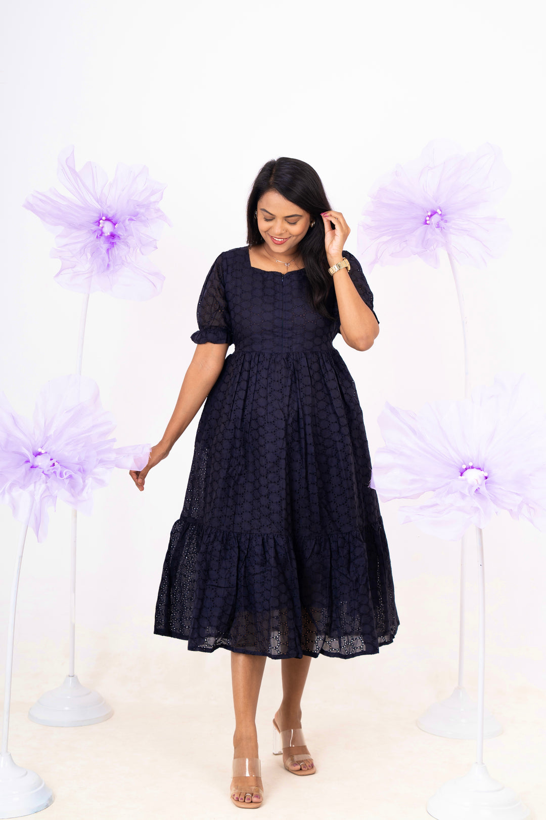 Black hakoba Dress With Lining