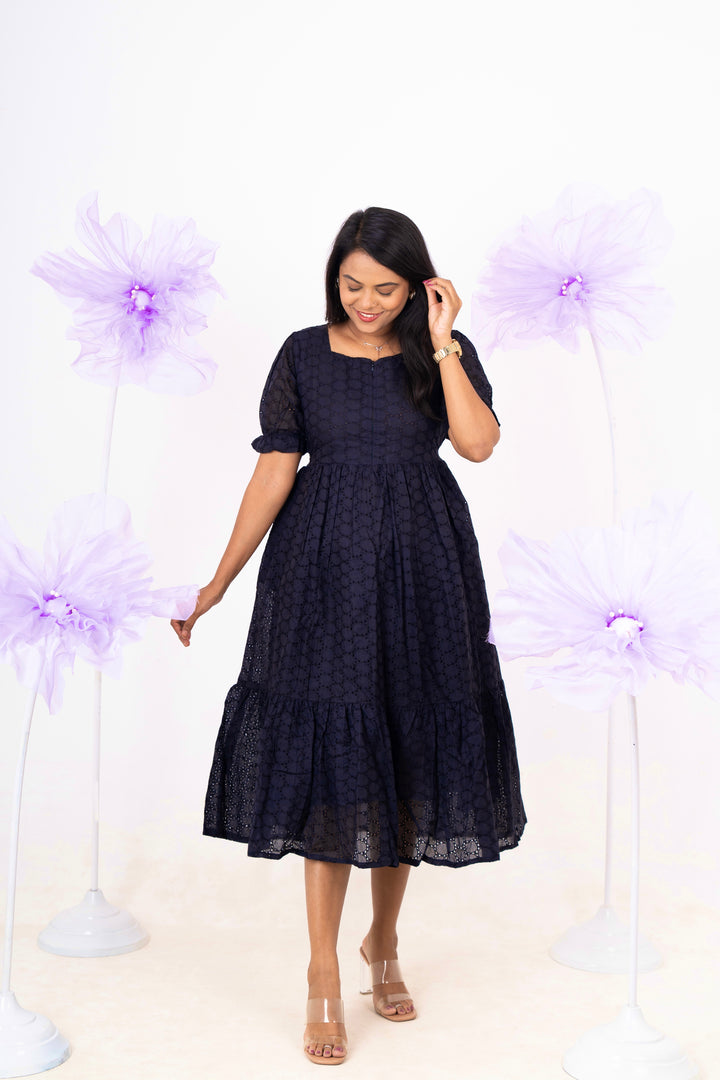 Black hakoba Dress With Lining