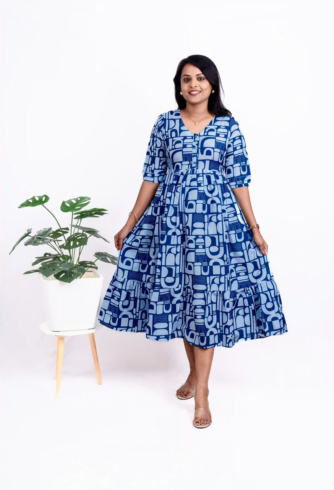 Geometric Day to Night Dress Without Lining