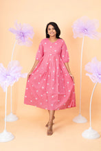 Load image into Gallery viewer, Baby Pink heart embroidered pure cotton casual  Dress With Lining Non-Maternity &amp; Feeding-Friendly Dress
