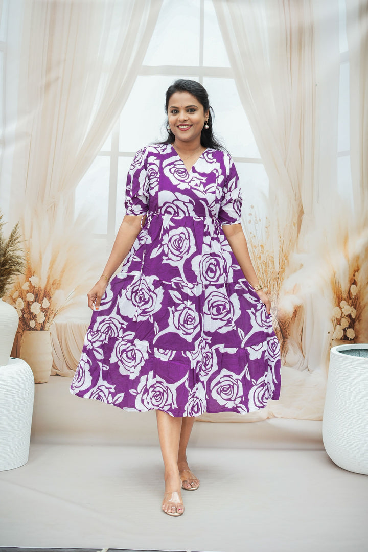 Violet Casual Dress With Lining