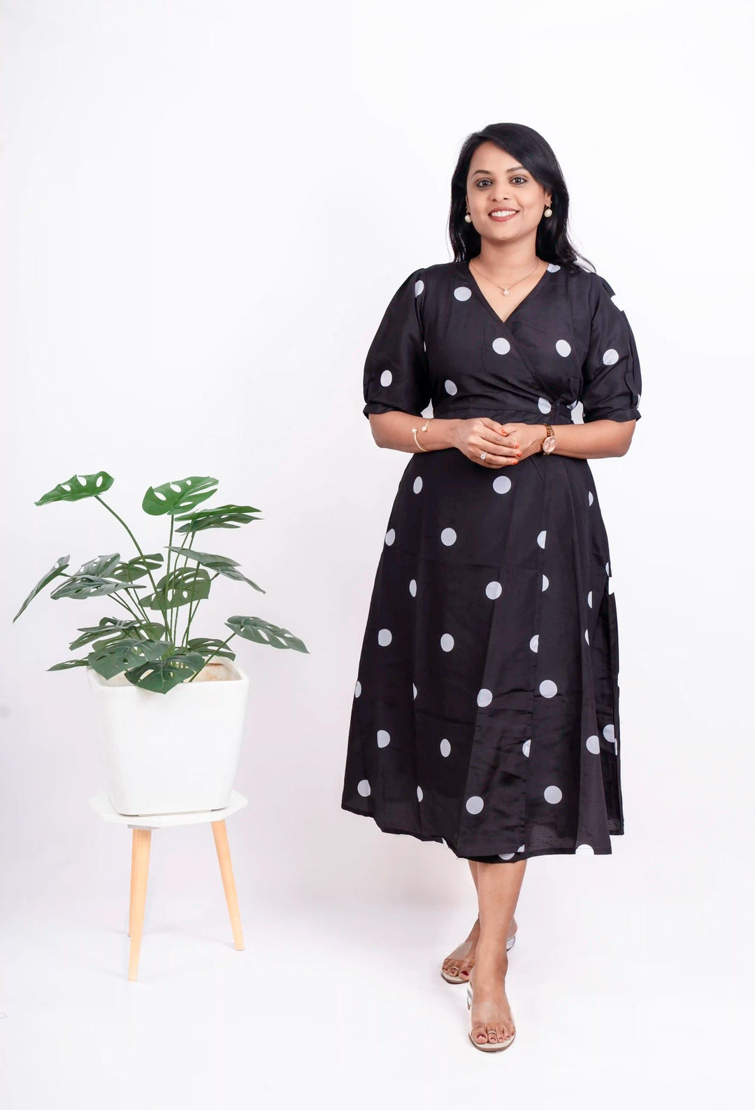 Black Wrap Dress With Slip ( choose smaller size for good fit )