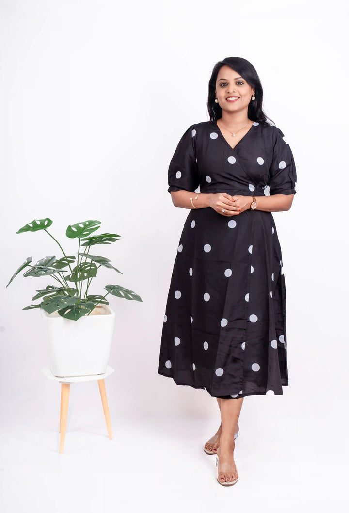 Black Wrap Dress With Slip ( choose smaller size for good fit )
