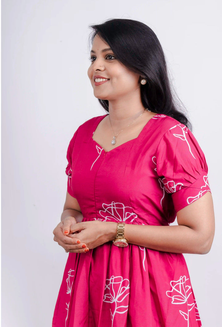 Pink Casual Dress With Lining ( No-Iron Everyday Dress)