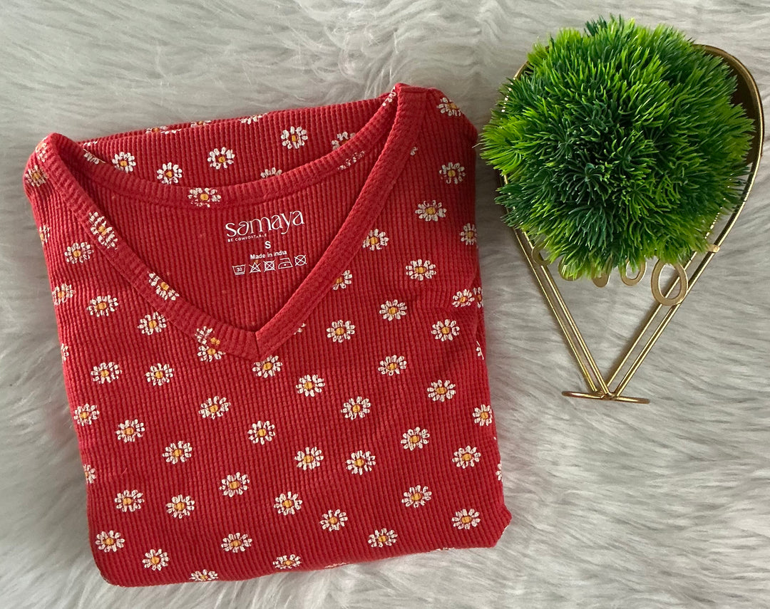 Calf Length BURNT ORANGE  Waffle  Dress