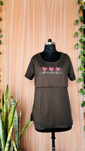 Maternity chocolate T-shirt Thick winter