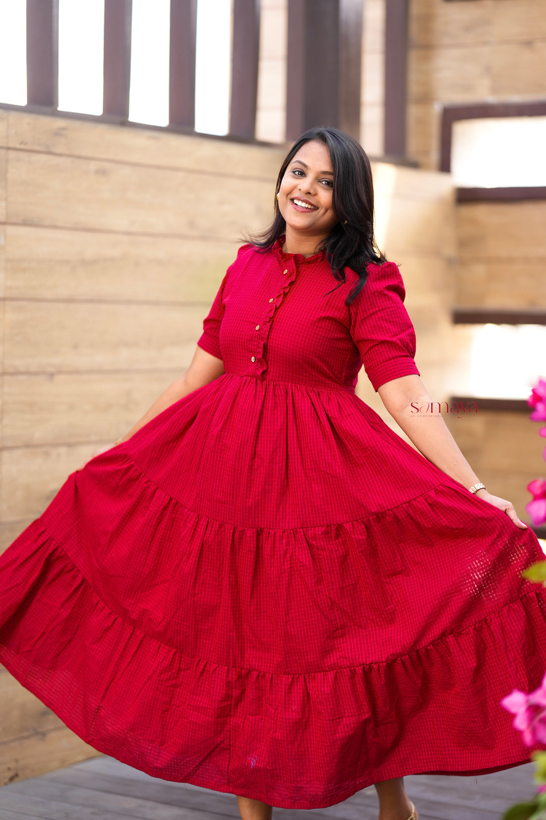 Deepika  maxi cotton  Dress With Lining(Ultimate Layered Flare Dress)