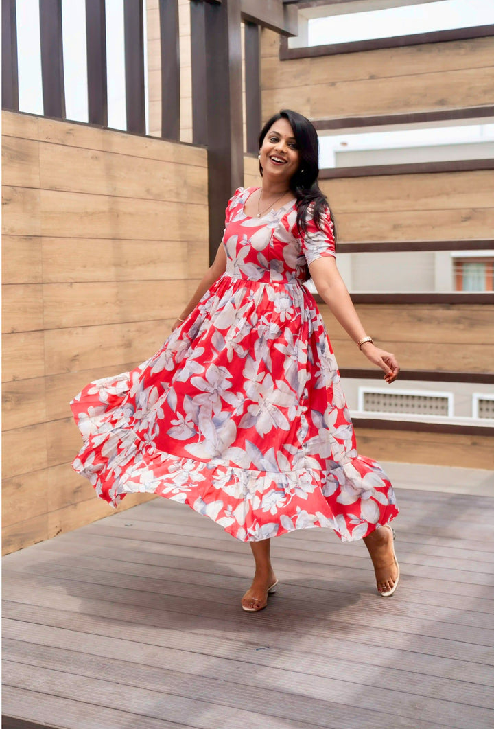 Pink Delta crepe Casual Dress With Lining