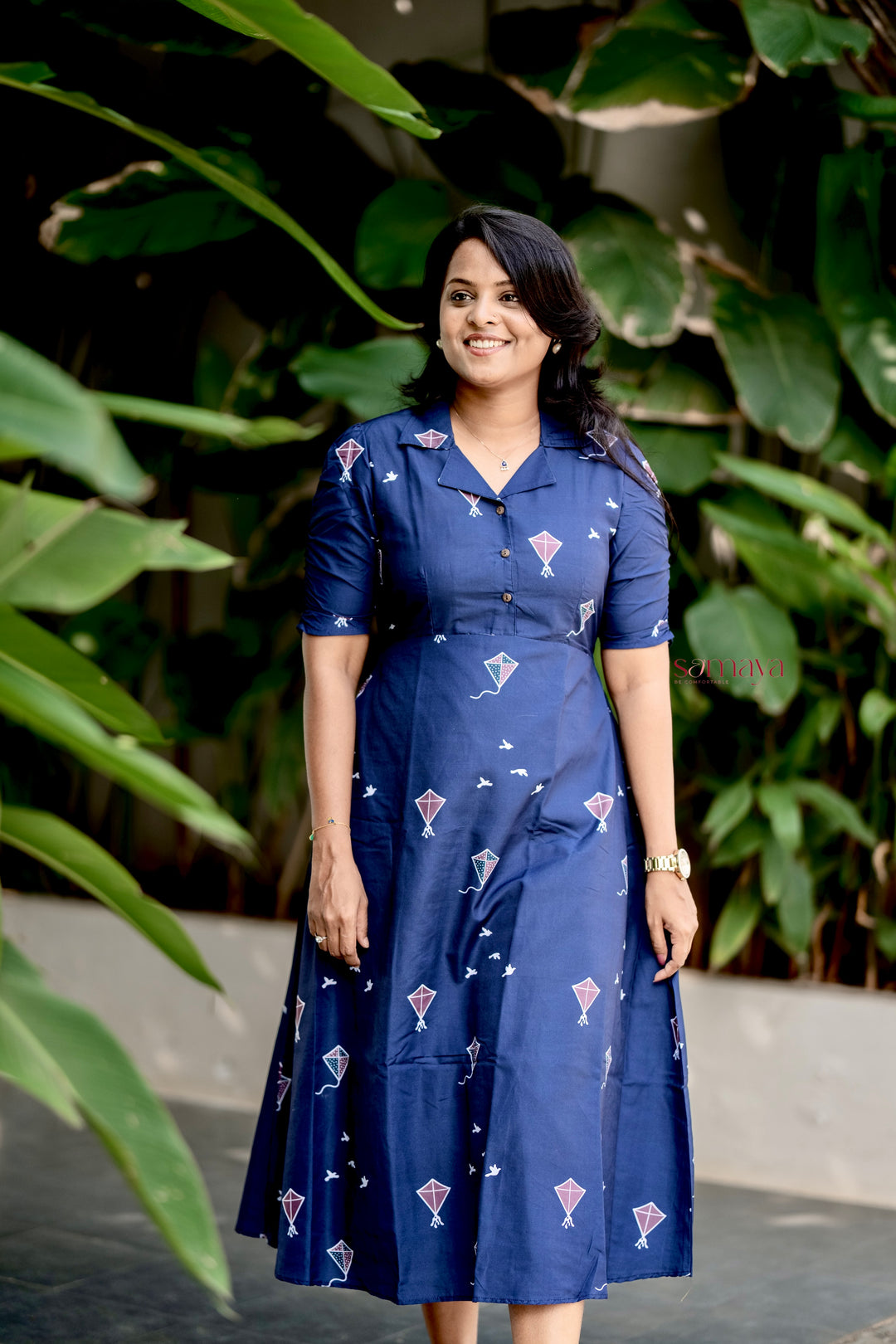 Kite Casual Dress With Lining( Wrinkle-Free Cotton Blend Dress)