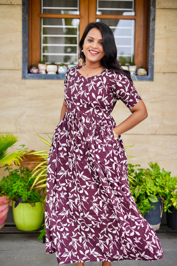 Mayil -Brown day to night dress without lining