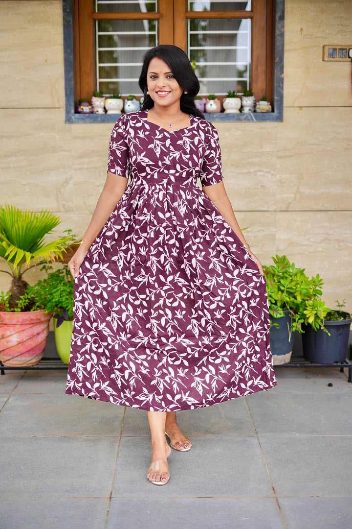 Mayil -Brown day to night dress without lining