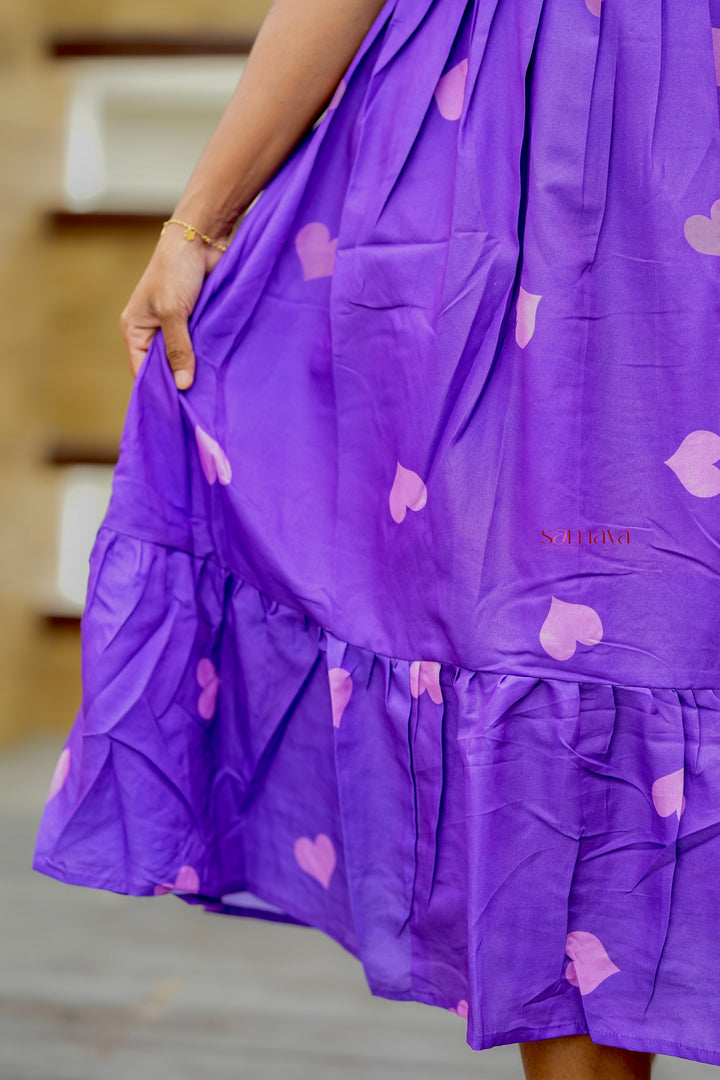 Purple Heart Dress With Lining