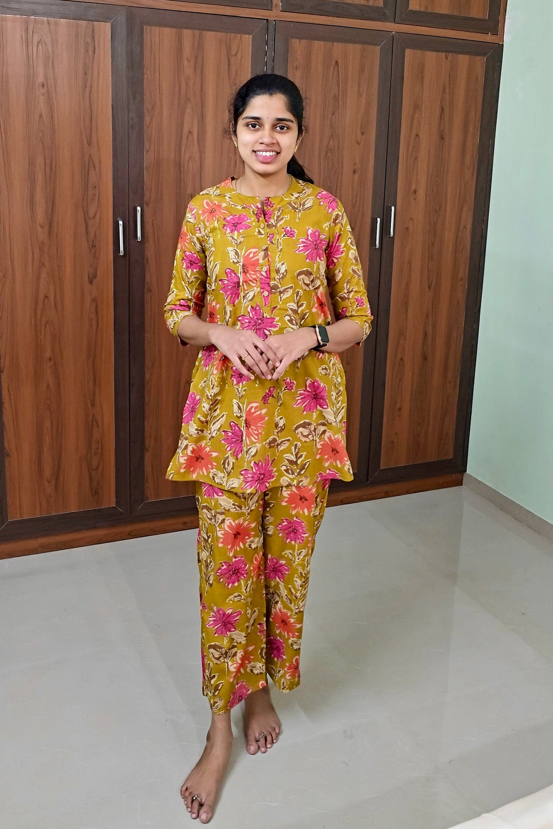 THEERA  -Mustard  Night Co-ord  Set