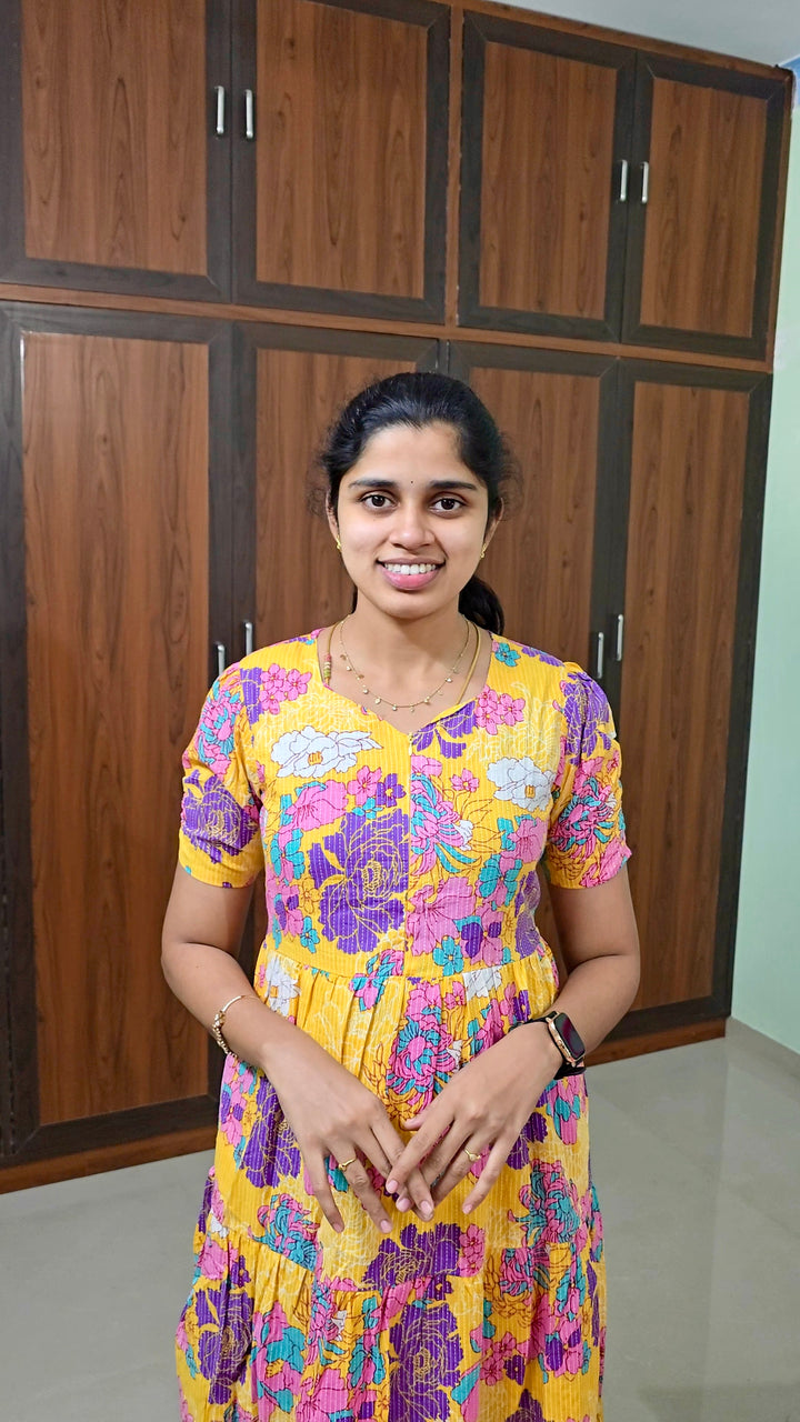 Yellow day to night dress without lining