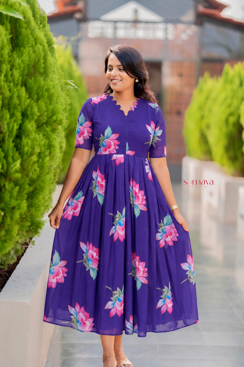 Diya georgette casual  Dress With Lining ( No-Iron Everyday Dress)