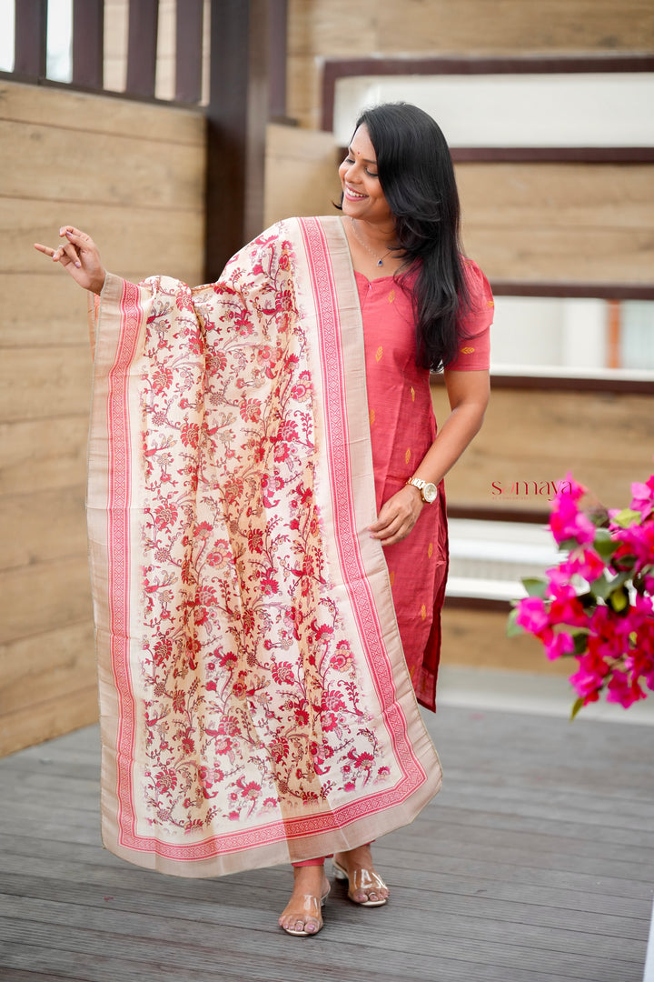 Divya  3 piece raw silk suit set with dupptta set of 3 ( Ready to dispatch )
