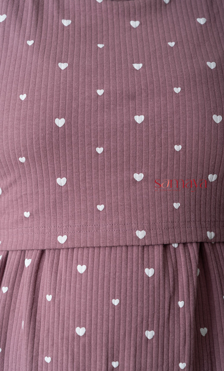 Maxi Dusty Hearts Ribbed( Minor embroidery variation so sold at sale price )