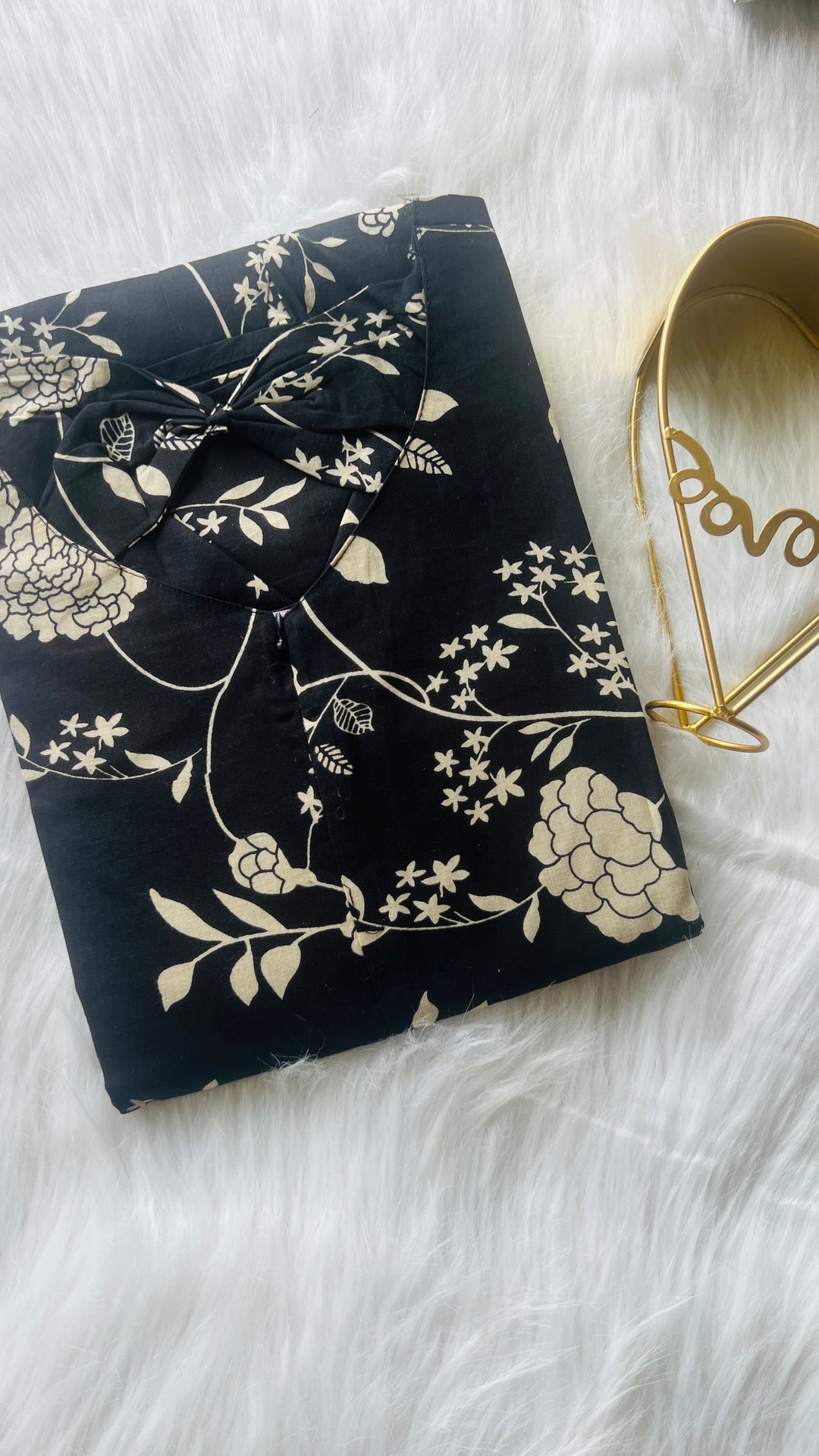 Black  floral  casual  dress with lining