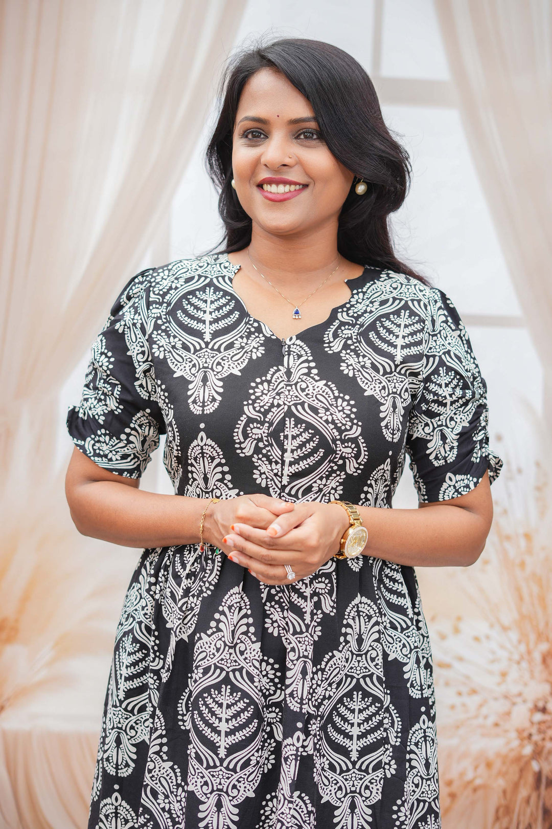 Black Day to Night Dress Without Lining( Wrinkle-Free Cotton blend Dress)