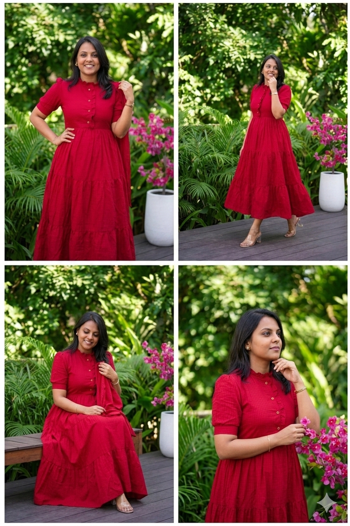 Deepika  maxi cotton  Dress With Lining(Ultimate Layered Flare Dress)