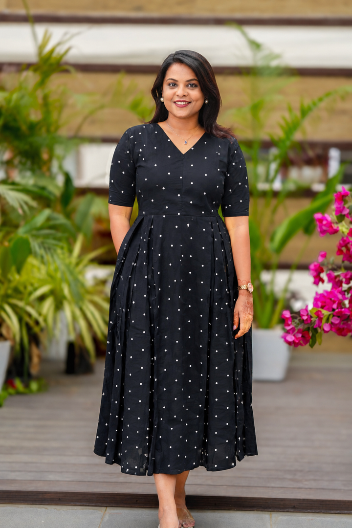 Polka  Casual Dress With Lining