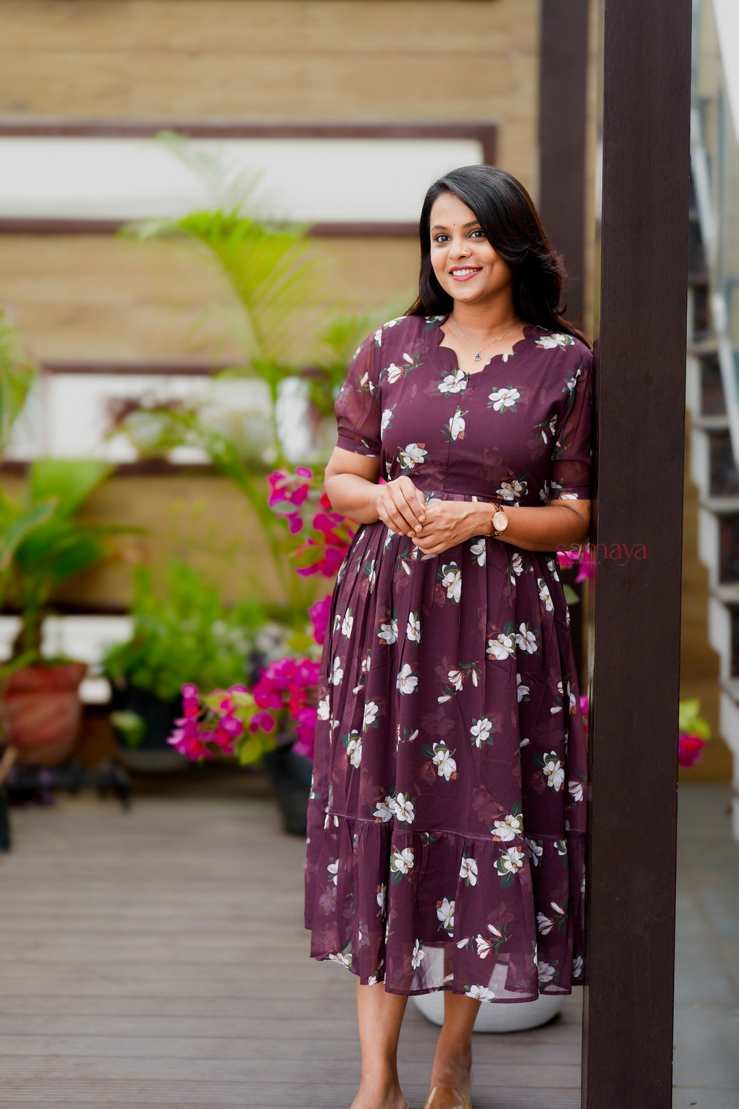 Daisy  georgette casual Dress With Lining ( No-Iron Everyday Dress)