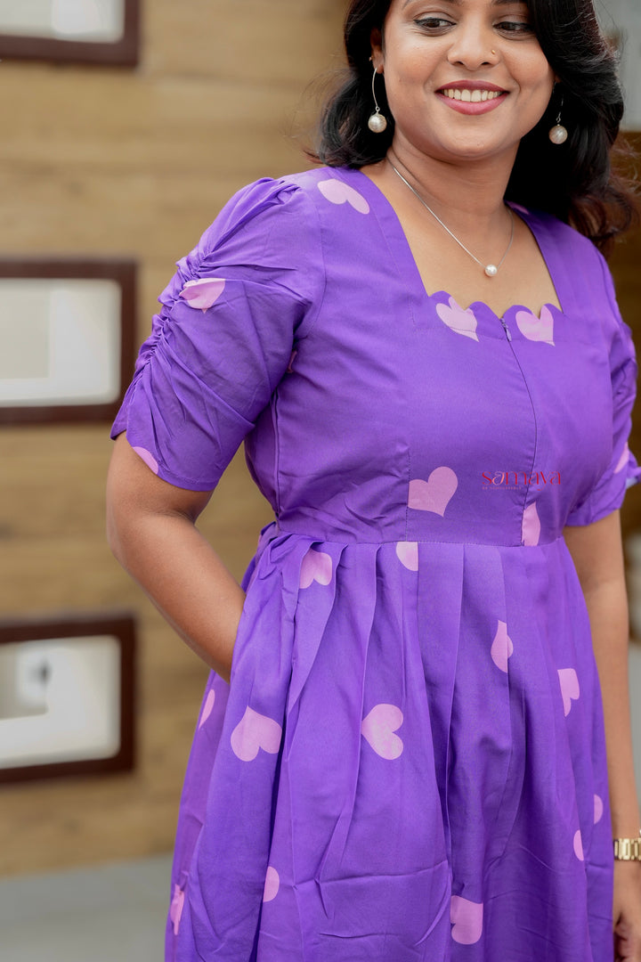 Purple Heart Dress With Lining