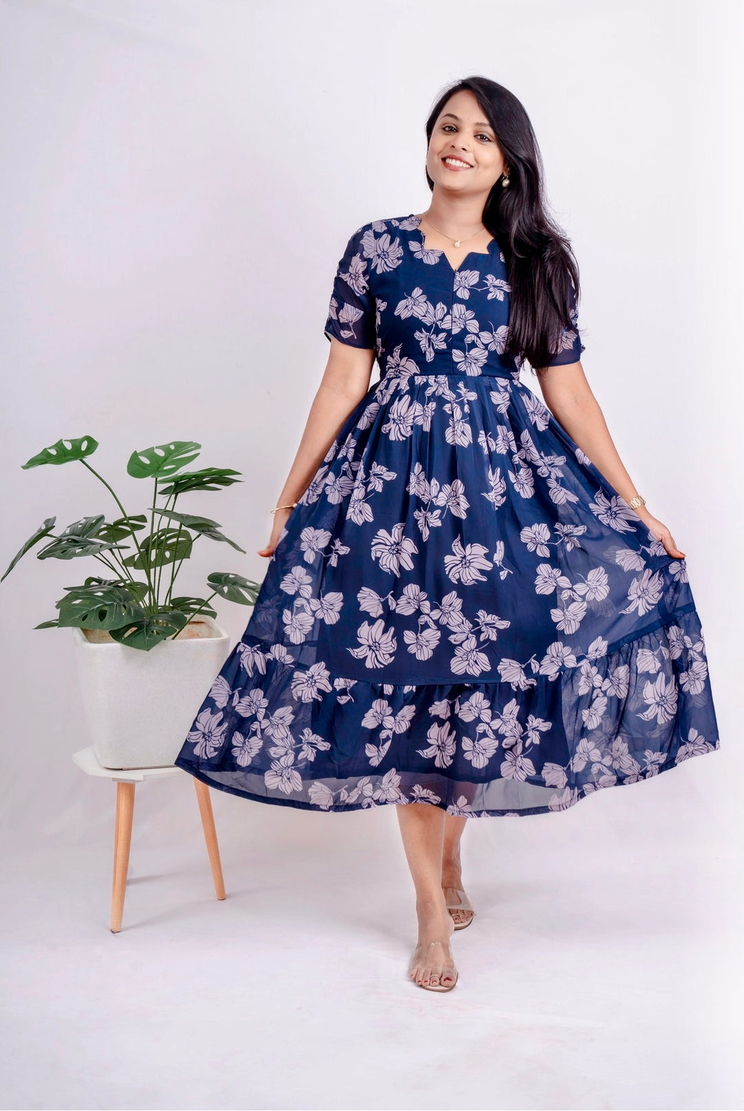 Lilly Georgette Casual  Dress With Lining