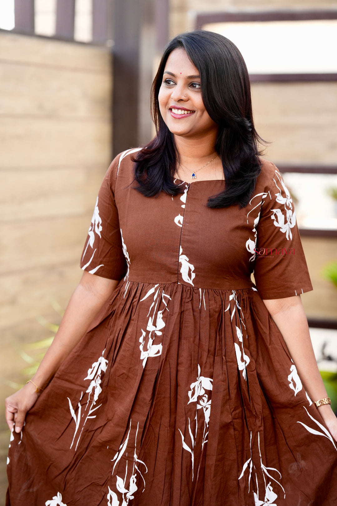 Chocolate casual Dress With Lining( special edition - limited stock )