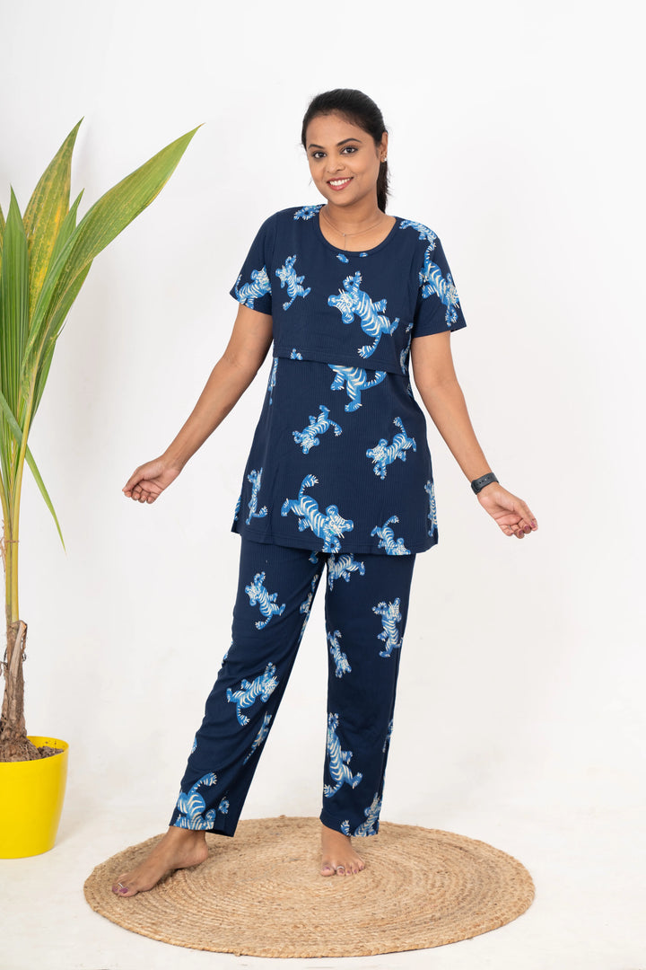 Tiger Feeding Pant Set Ribbed