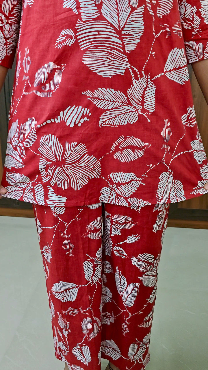 THEERA -Red Night Co-ord Set