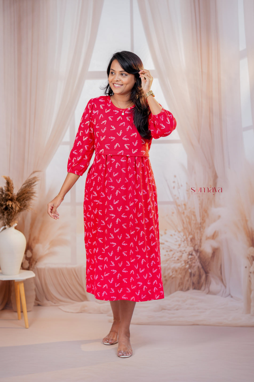 Calf Length  Love Waffle Light Weight Dress