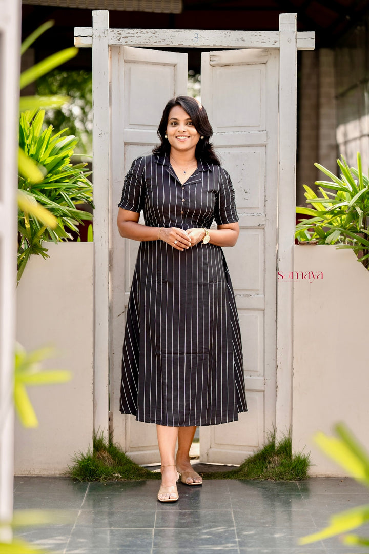 Maya checked Casual Dress With Lining